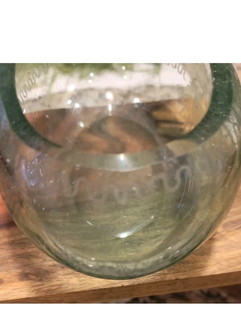 Antique Glass Bowl Czechoslavovakian Hand Etched Schooner/ Oval 6